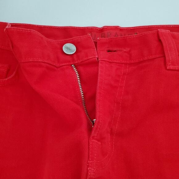 J Brand High Rise Cutoff Raw Hem Red Denim Shorts - Picture 8 of 9